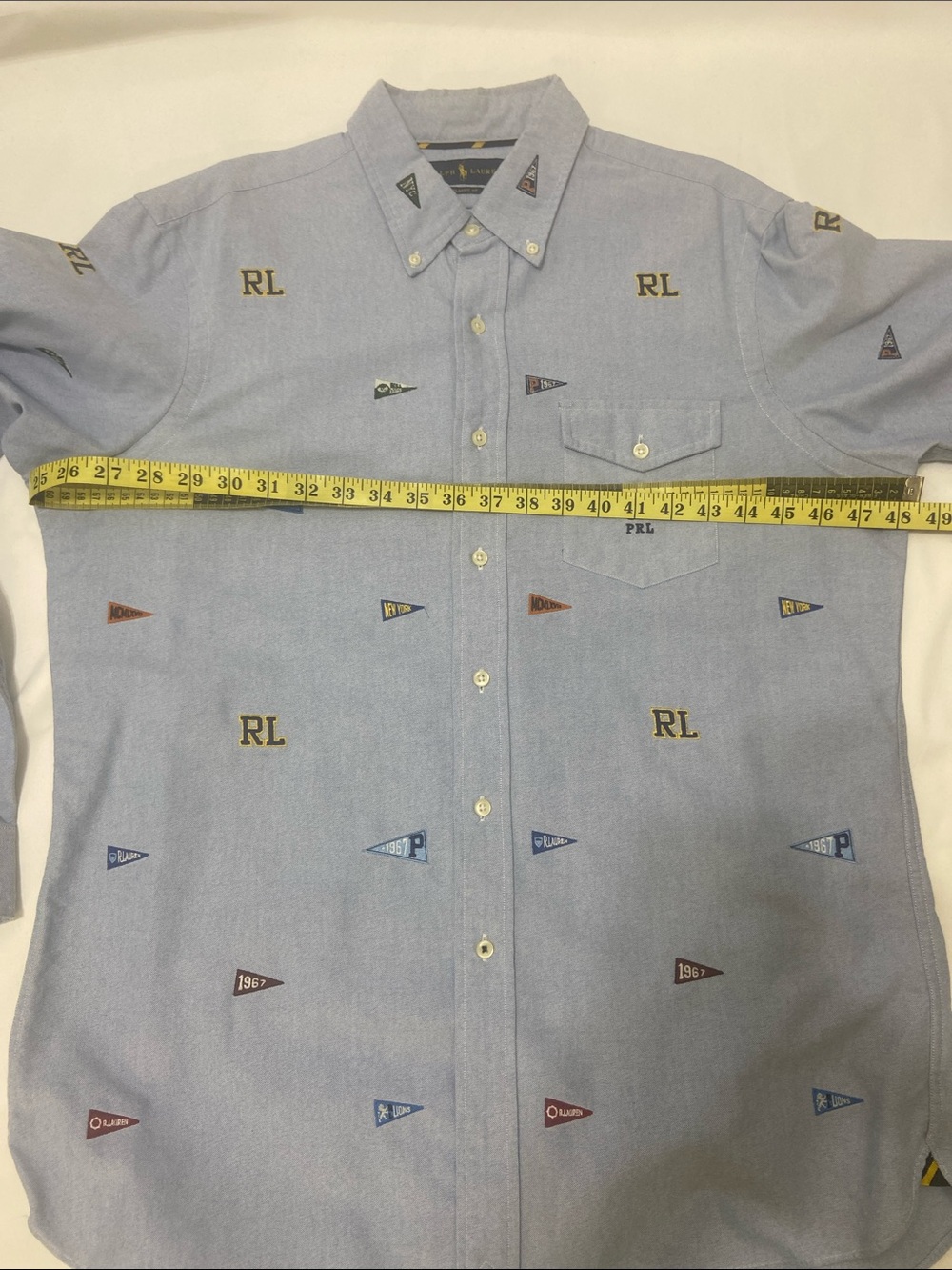 Ralph Lauren Light Blue ButtonDown Oxford Shirt with Embroidered Pennants.Size-L - Picture 6 of 14